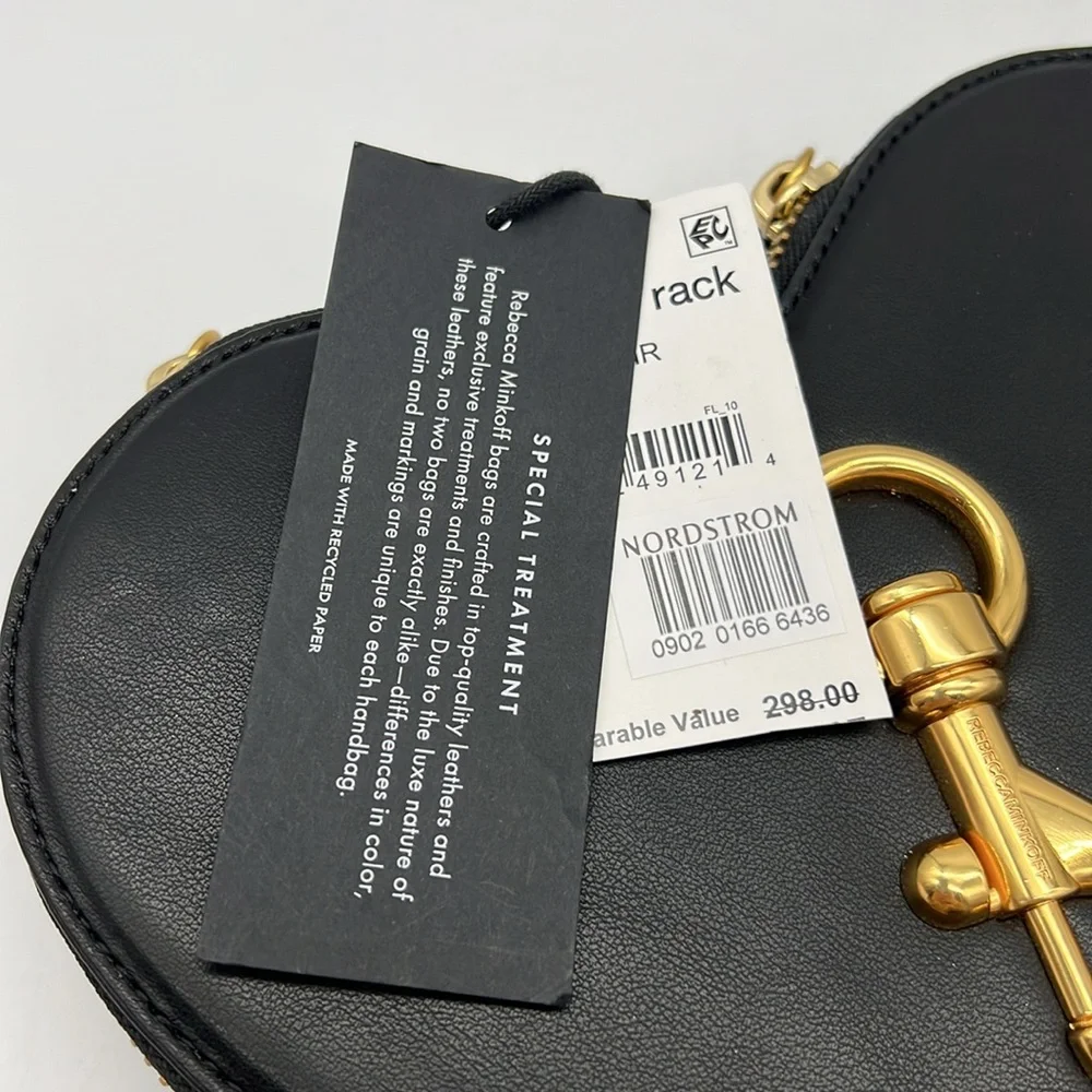 Rebecca Minkoff Heart Crossbody Bag Black Gold Silver - Picture 12 of 16